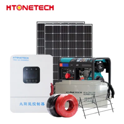 Htonetech 오프 그리드 태양광 시스템 공급 업체 중국 5kw 193kw OEM 좋은 가격 48 볼트 모노 태양 전지 패널 매트릭스 디젤 발전기 하이브리드 그리드 태양 광 시스템